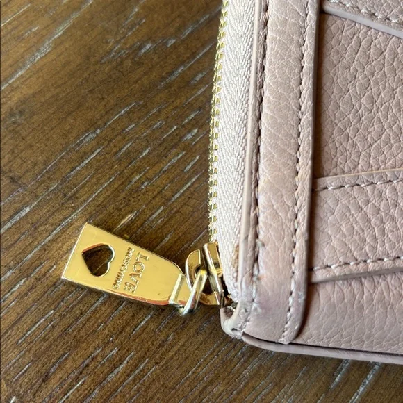 LOVE MOSCHINO Genuine Leather beige studded zip-around gold-tone Wallet - Picture 12 of 15